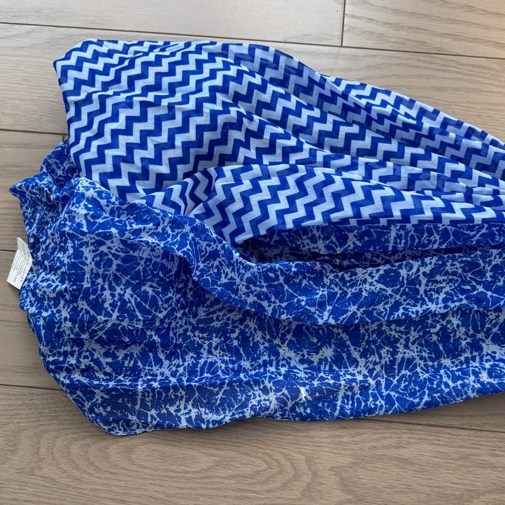 Blossom Boutique Blue Patterned Infinity Scarf - Picture 4 of 8